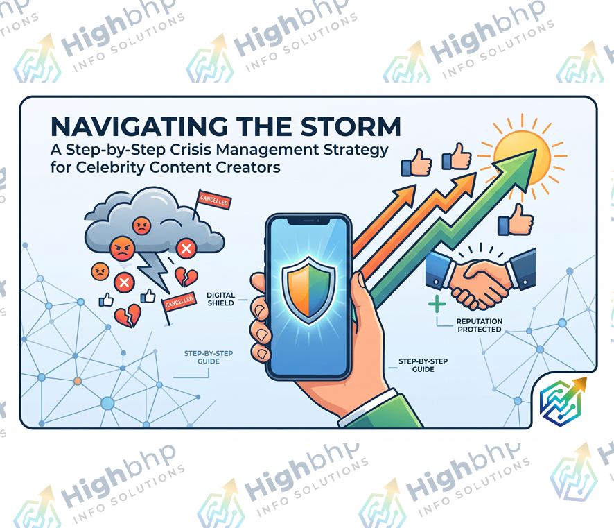 "Navigating the Storm: A Step-by-Step Crisis Management Strategy for Celebrity Content Creators" - A detail guide by HighBhp Info Slolutions, a complete 360° IT Services & Digital marketing company in Kolkata, India